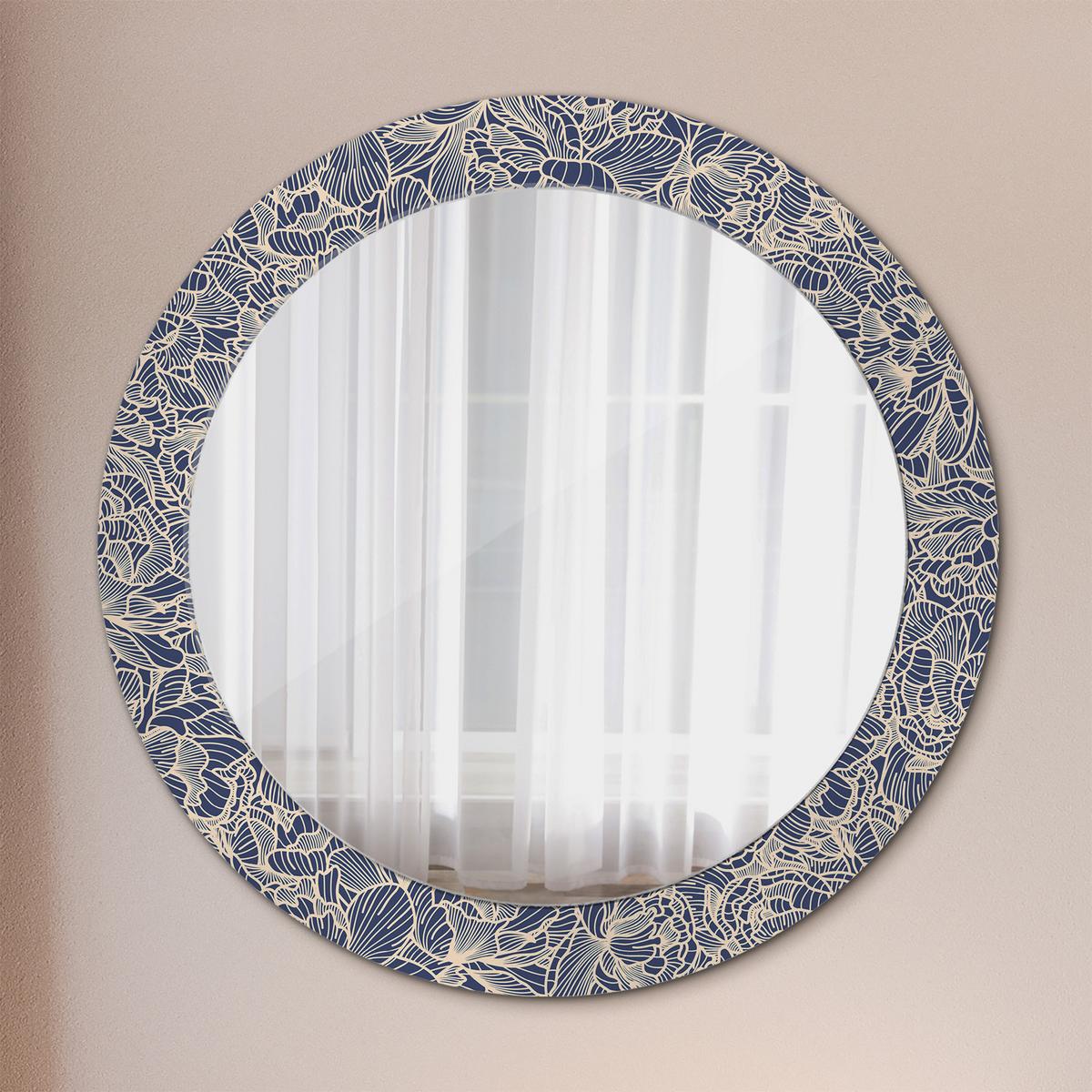 SPIEGEL Rund Ø 70 cm mit Aufdruck - Dunkelblau, Glas (70/70/0.4cm) - Wallfluent