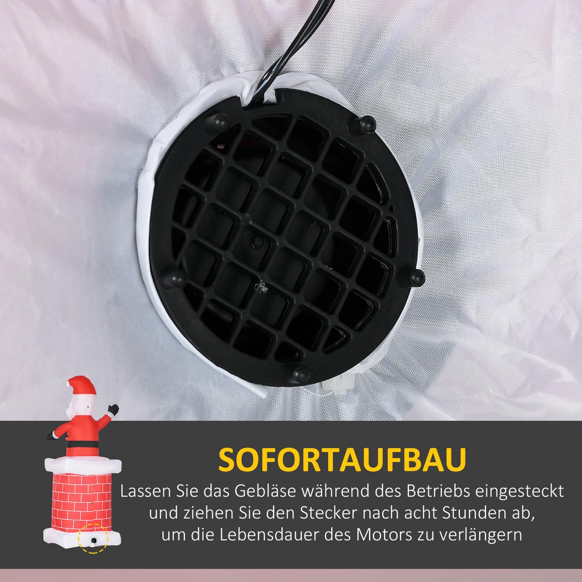 WEIHNACHTSDEKO 2,10 m Weihnachtsmann mit Schornstein aufblasbar LED-Beleuchtung - Multicolor, Kunststoff (70/210/80cm) - HOMCOM