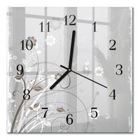 WANDUHR aus Glas 30x30 cm - Blumen - Grau, Glas (30/30/0.4cm) - TULUP