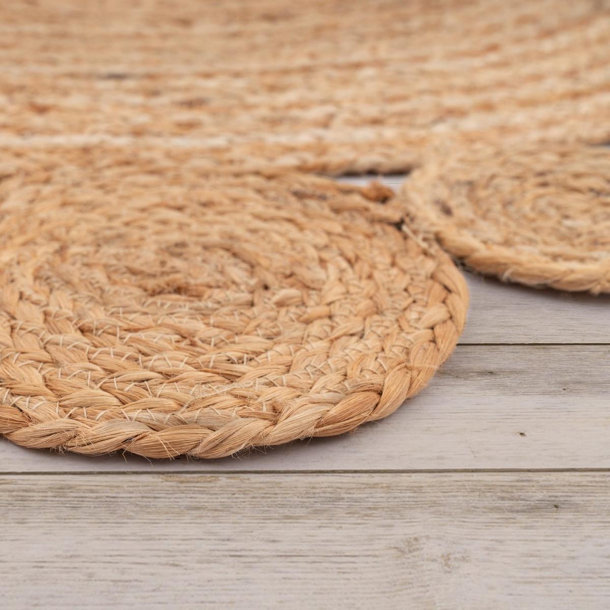 JUTETEPPICH handgewebt wendbar, im Boho-Stil, Natur, Ø 80 cm - Beige, Textil (80/80cm) - KADIMA DESIGN