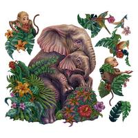 WANDAUFKLEBER 130x164cm - Tropische Safari - Multicolor, Kunststoff (130/164/0.1cm) - Wallfluent