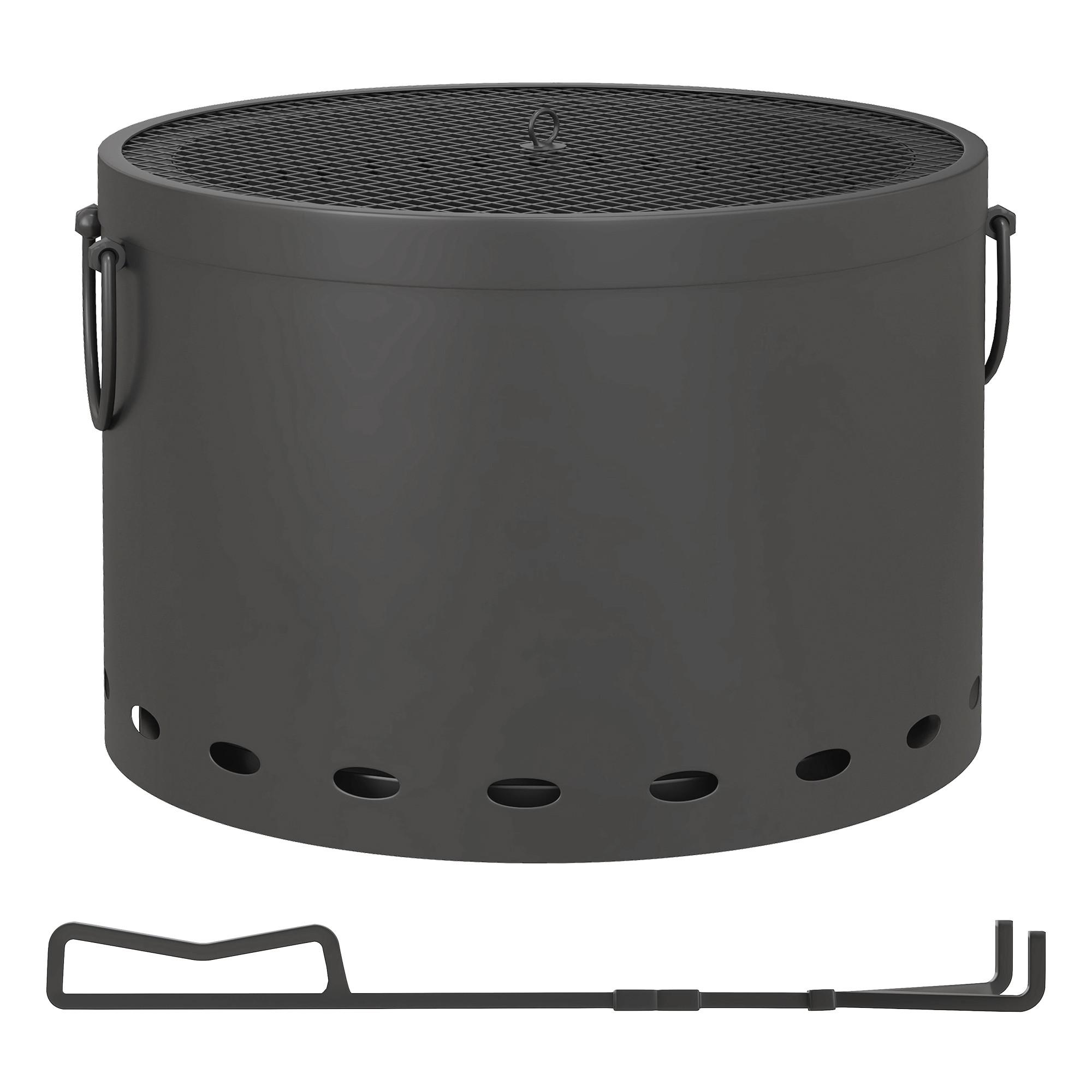 FEUERSCHALE, Metall, Dunkelgrau - Dunkelgrau, Metall (38/27/38cm) - Outsunny