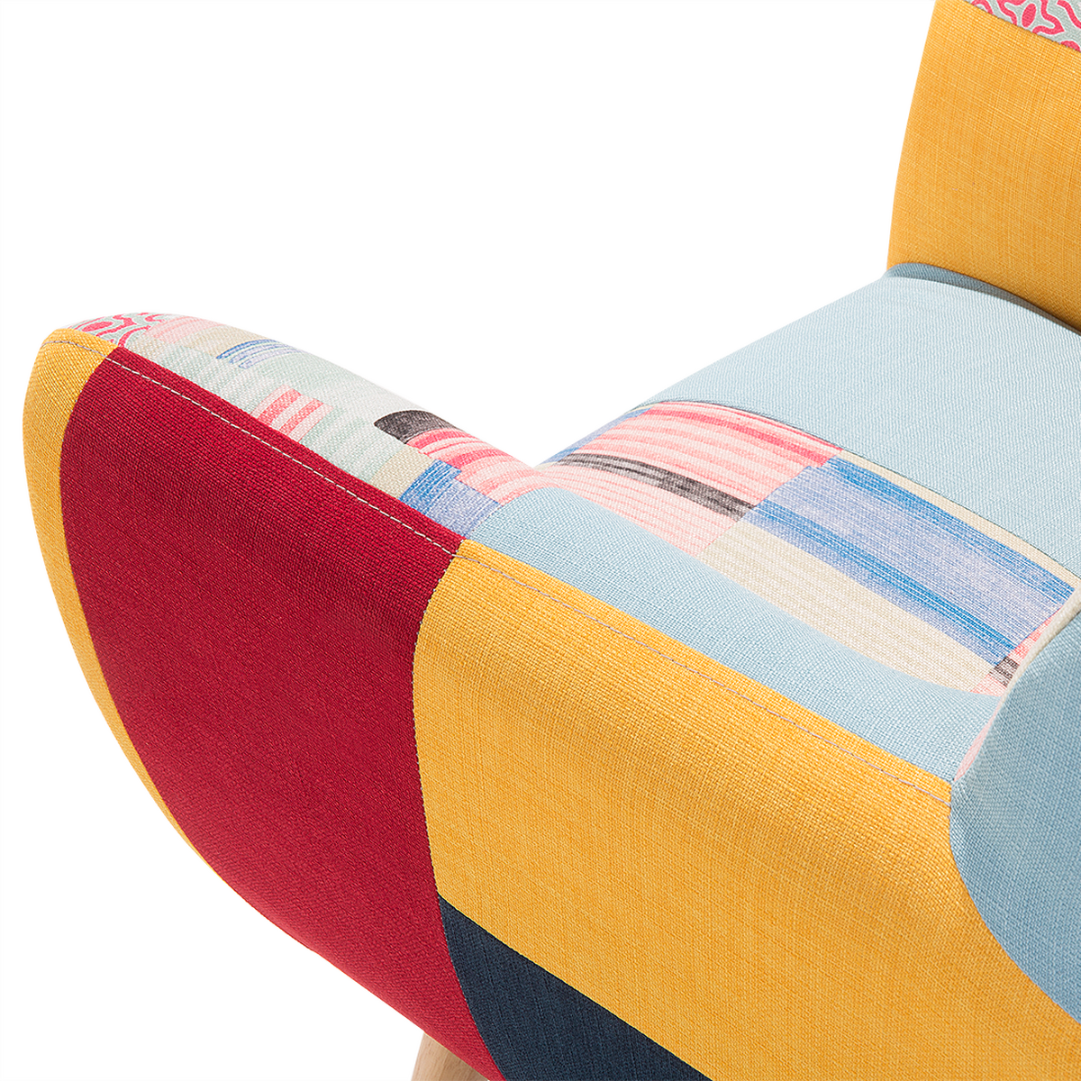 SESSEL Polsterbezug Bunt Melby - Multicolor, Holz/Textil (64/77/59cm) - Beliani