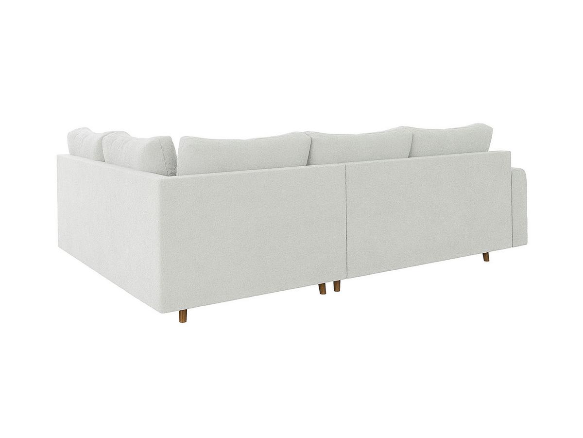 ECKSOFA Henrik Weiß Boucle - Ottomane rechts - Weiß/Braun, Holz/Textil (231/161cm) - S-Style