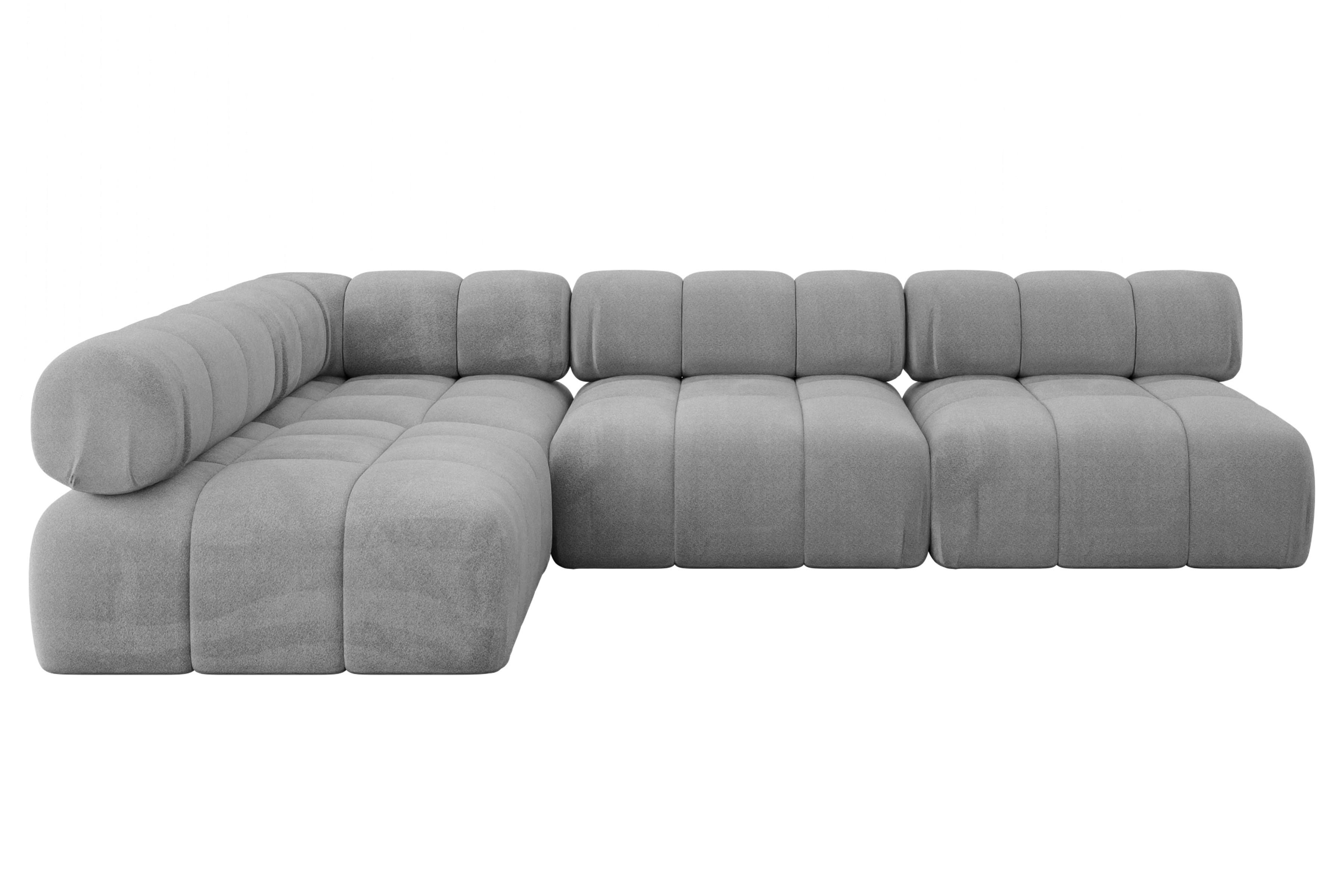 ECKSOFA modulares Sofa Samaro-L2 - 285x190x70 cm Hellgrau Velours - Hellgrau, Holzwerkstoff/Textil (285/190cm) - ALTDECOR