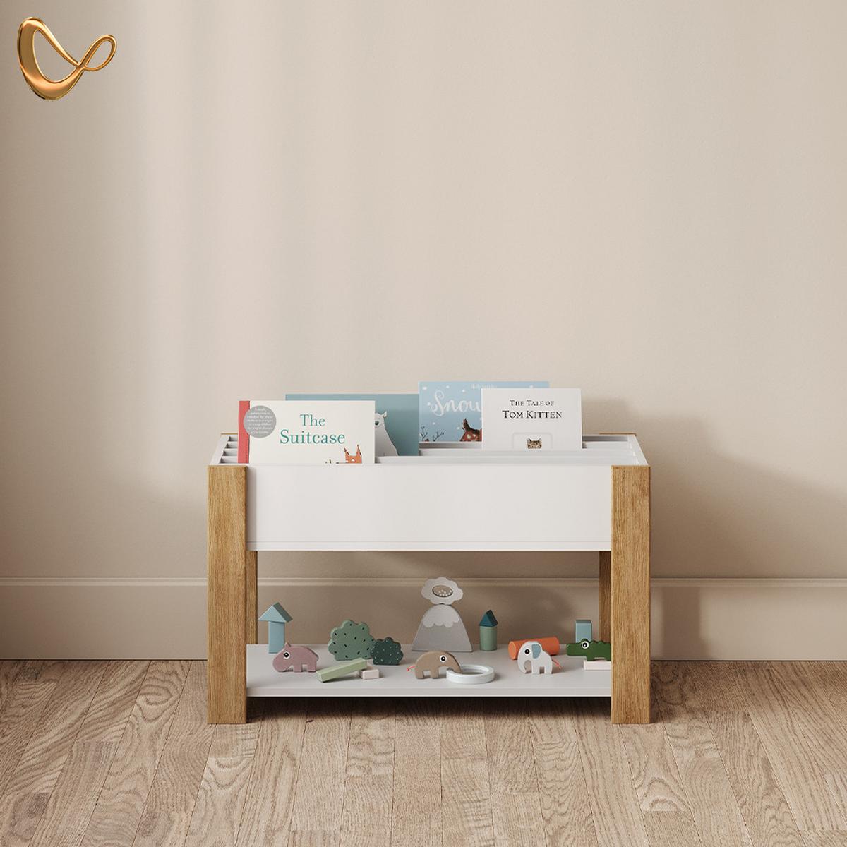 KINDERREGAL Mailo Weiß/Artisan 80 x 46 cm mit Sitzbank - Weiß/Eiche Artisan, Holzwerkstoff (80/46/40cm) - Livinity®