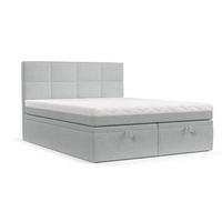 BOXBETT Tessa 180/200 cm Hellgrau im Riva Stoff - Hellgrau/Schwarz, Holz/Holzwerkstoff (180/200cm) - AltaBeds