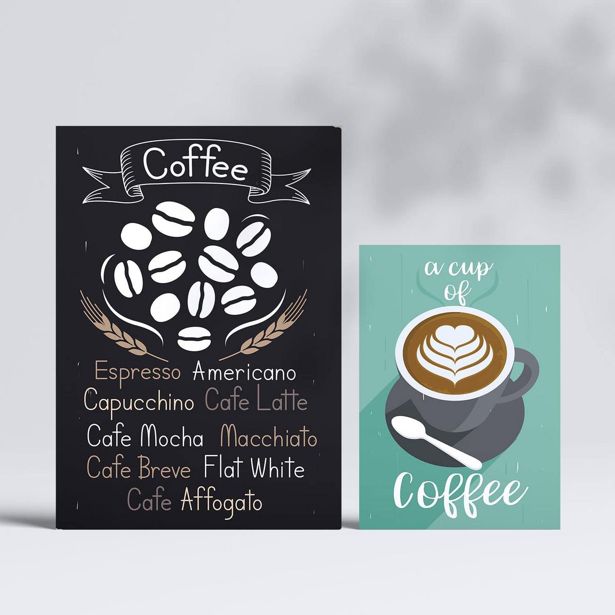 POSTER Set Mit 6 Kaffee Kaffee & Getränken Im Werbetafel Illustrationen A3 & A4 Rahmenlos - Klar, Papier (29/3cm) - Nacnic