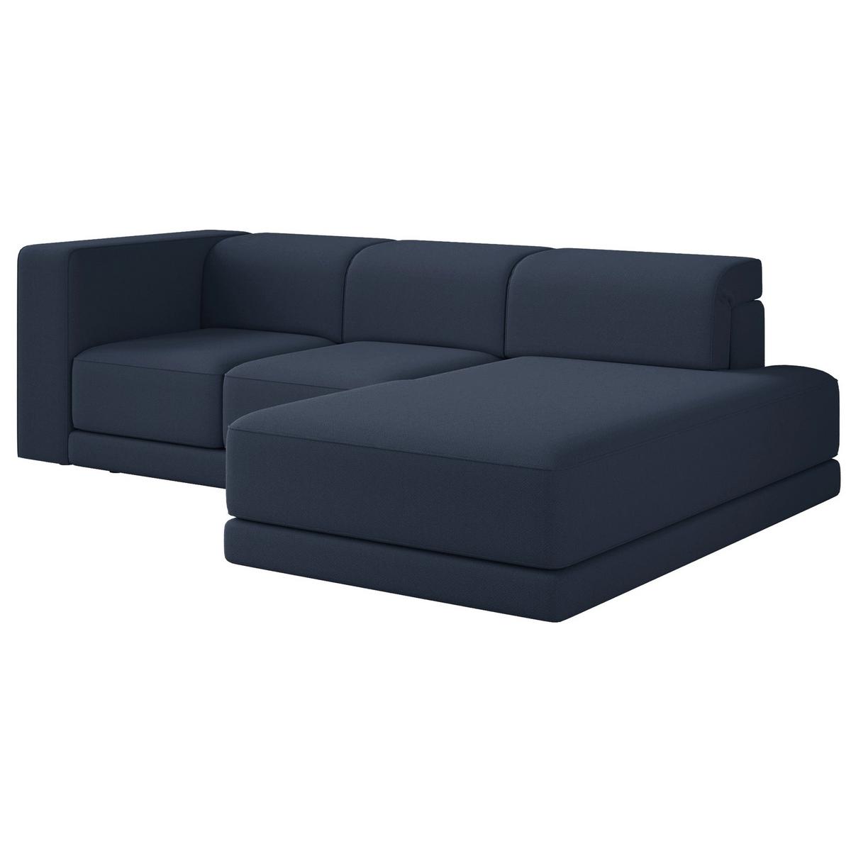 ECKSOFA Novals L-Form, 4-Sitzer, rechts 278 cm - Schwarz/Dunkelblau, Holz/Kunststoff (168/278cm) - Selsey