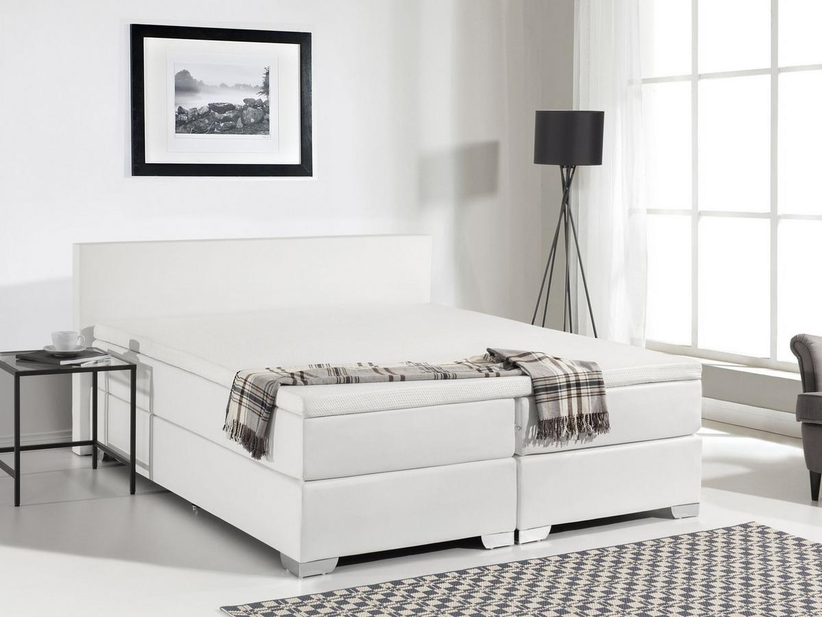 BOXSPRINGBETT 180/200cm Weiß President - Weiß, Kunststoff/Textil (180/200cm) - Beliani