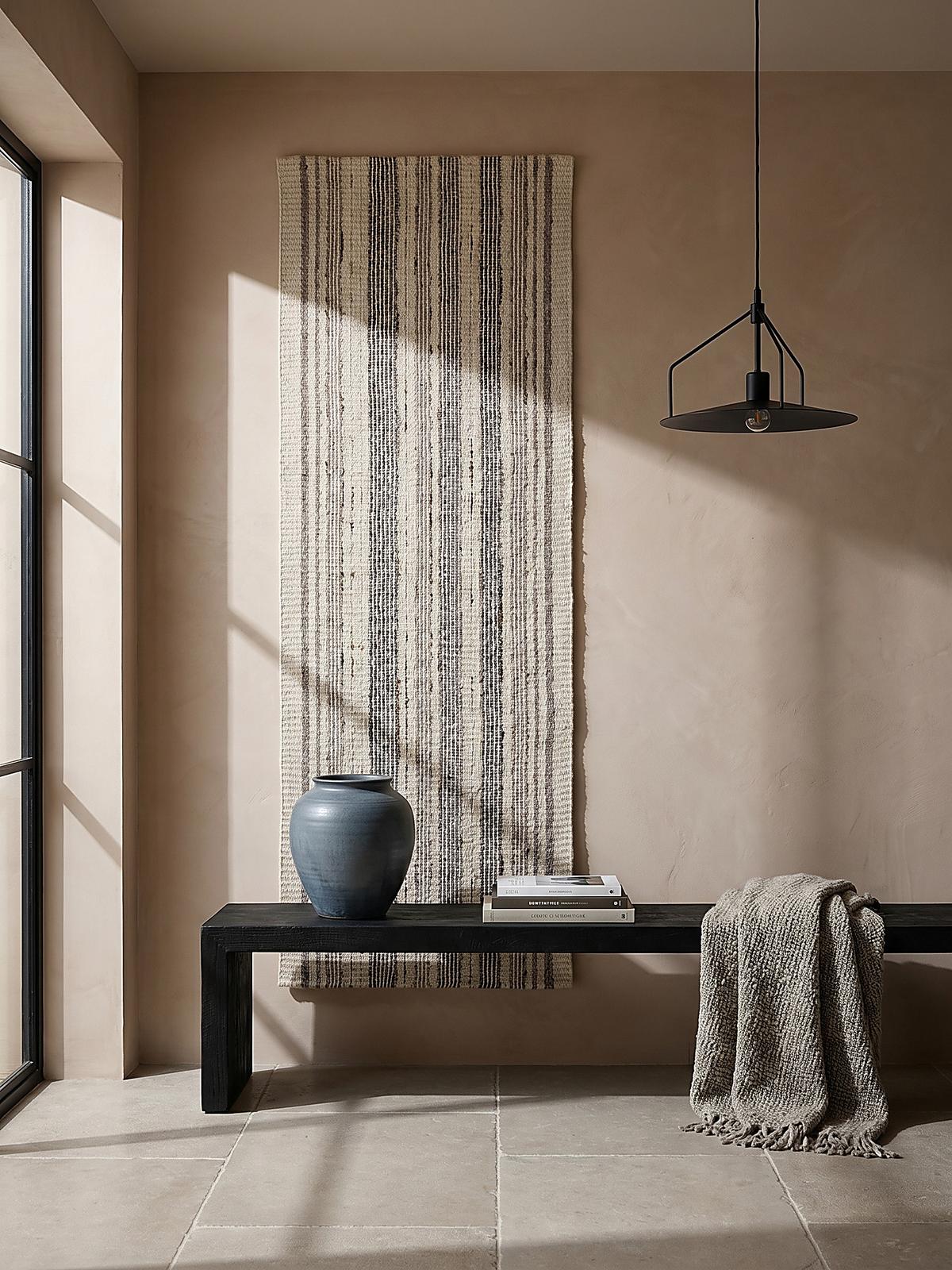WOLLTEPPICH handgewebt HYTHE, gestreift, Natur, 80 x 300 cm - Beige, Textil (300/80cm) - KADIMA DESIGN