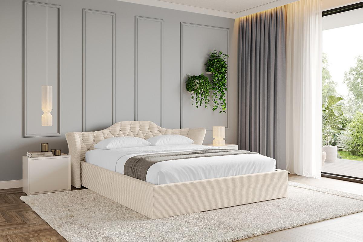 POLSTERBETT mit Bettkasten und Lattenrost, Boxbett ohne Matratze - ZORAN-V1 120x200 Beige - Creme, Holzwerkstoff/Textil (120/200cm) - ALTDECOR