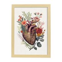 POSTER Anatomie Herz A4 Rahmen Aus Hellem Holz - Beige, Papier (29.7/5/21cm) - Nacnic