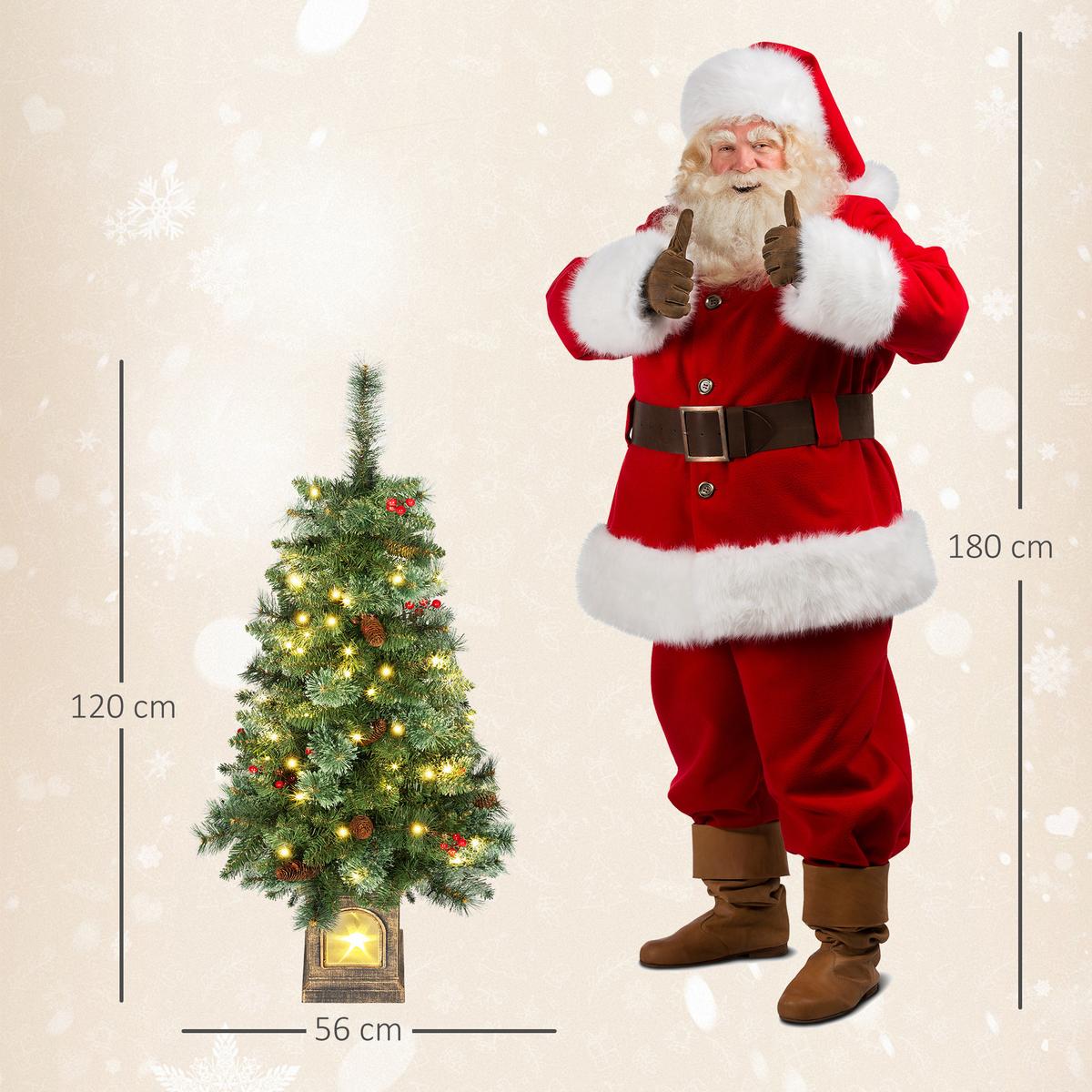 KÜNSTLICHER Weihnachtsbaum 120 cm Tannenbaum künstlich mit 100 LED 8 Modi - Grün, Kunststoff (120cm) - HOMCOM