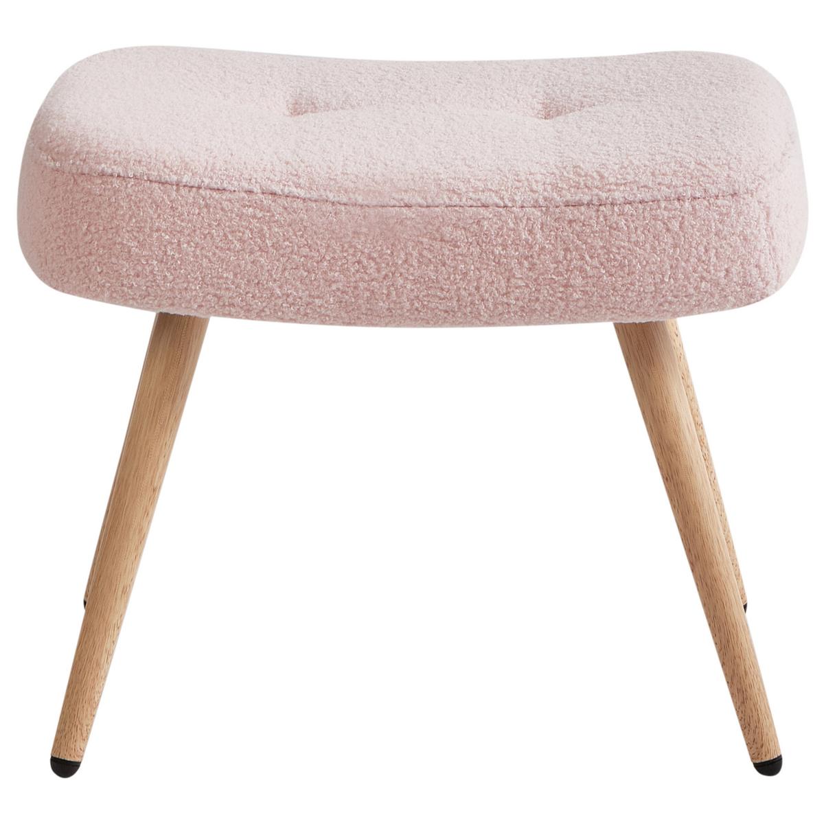 OHRENSESSEL mit Fußstütze Bouclé Pastellrosa Vejle - Pink, Textil (67/95/70cm) - Beliani