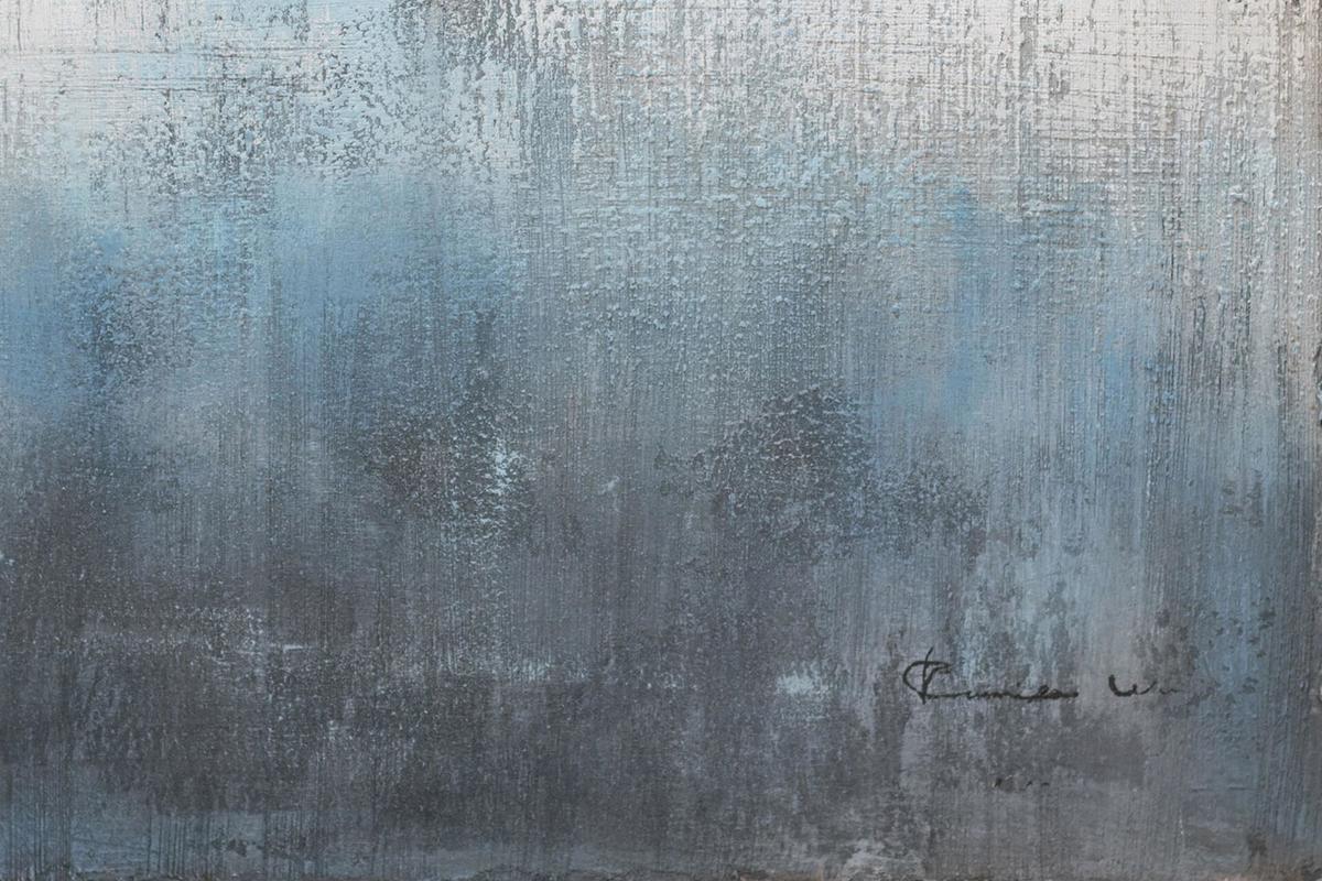 ACRYLBILD HANDGEMALT 80/80 cm - Blau/Weiß, Holz/Textil (80/80cm) - KUNSTLOFT