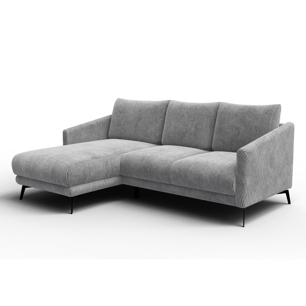 ECKSOFA VILT 3-Sitzer, hellgrau - Hellgrau/Schwarz, Holzwerkstoff/Textil (221/156cm) - Wozimo