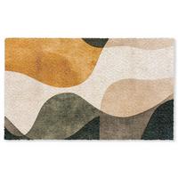 FUSSMATTE Formen - Ockergelb - Abstrakt Flurteppich 150x90 cm - Multicolor, Kunststoff (150/0.4cm) - MuchoWow