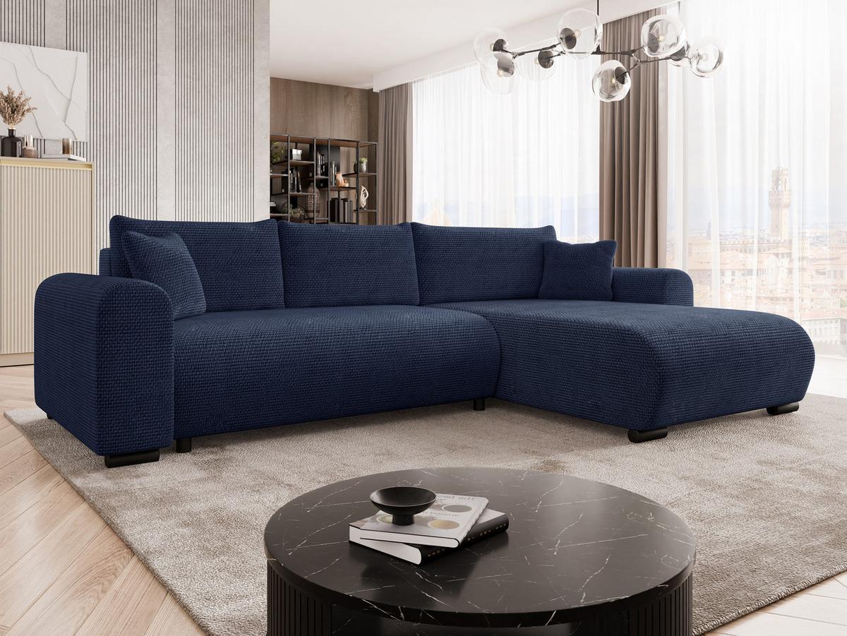 ECKSOFA Merkos - Schwarz/Dunkelblau, Holz/Textil (285/188cm) - MIRJAN24