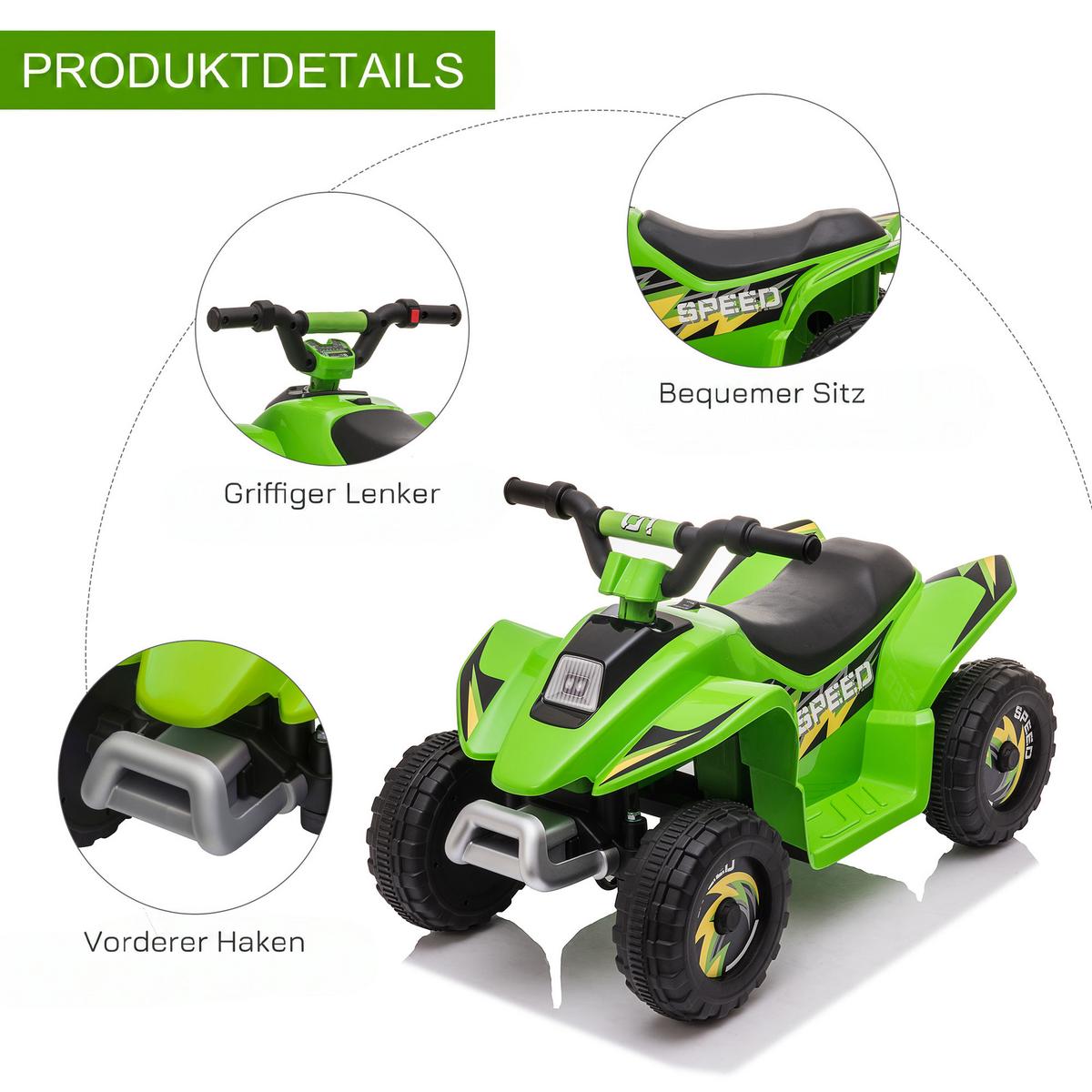 KINDER-ELEKTRO-QUAD Kunststoff Metall Grün - Grün, Kunststoff (72/40/45.5cm) - HOMCOM
