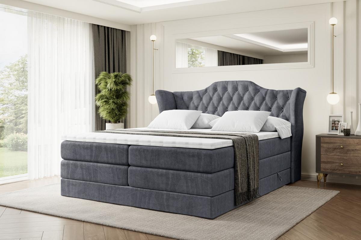 BOXSPRINGBETT VILA KING - 120x200 - H3/H4 - Dunkelgrau - Dunkelgrau, Holzwerkstoff (120/200cm) - ALTDECOR