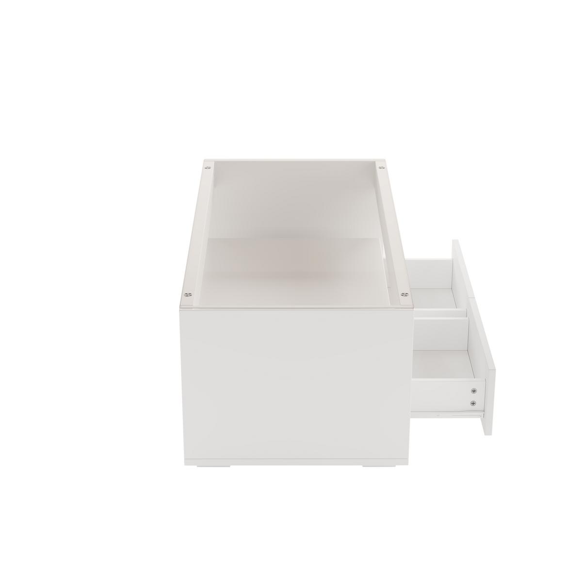 COUCHTISCH Weiß Hochglanz mit LED & 2 Schubladen - Beige, Holzwerkstoff (50/100/40cm) - Urban Meuble