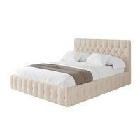 POLSTERBETT mit Bettkasten und Lattenrost, Bett mit Matratze H3/H4 - LARO 180x200 Beige - Creme, Holzwerkstoff/Textil (180/200cm) - ALTDECOR