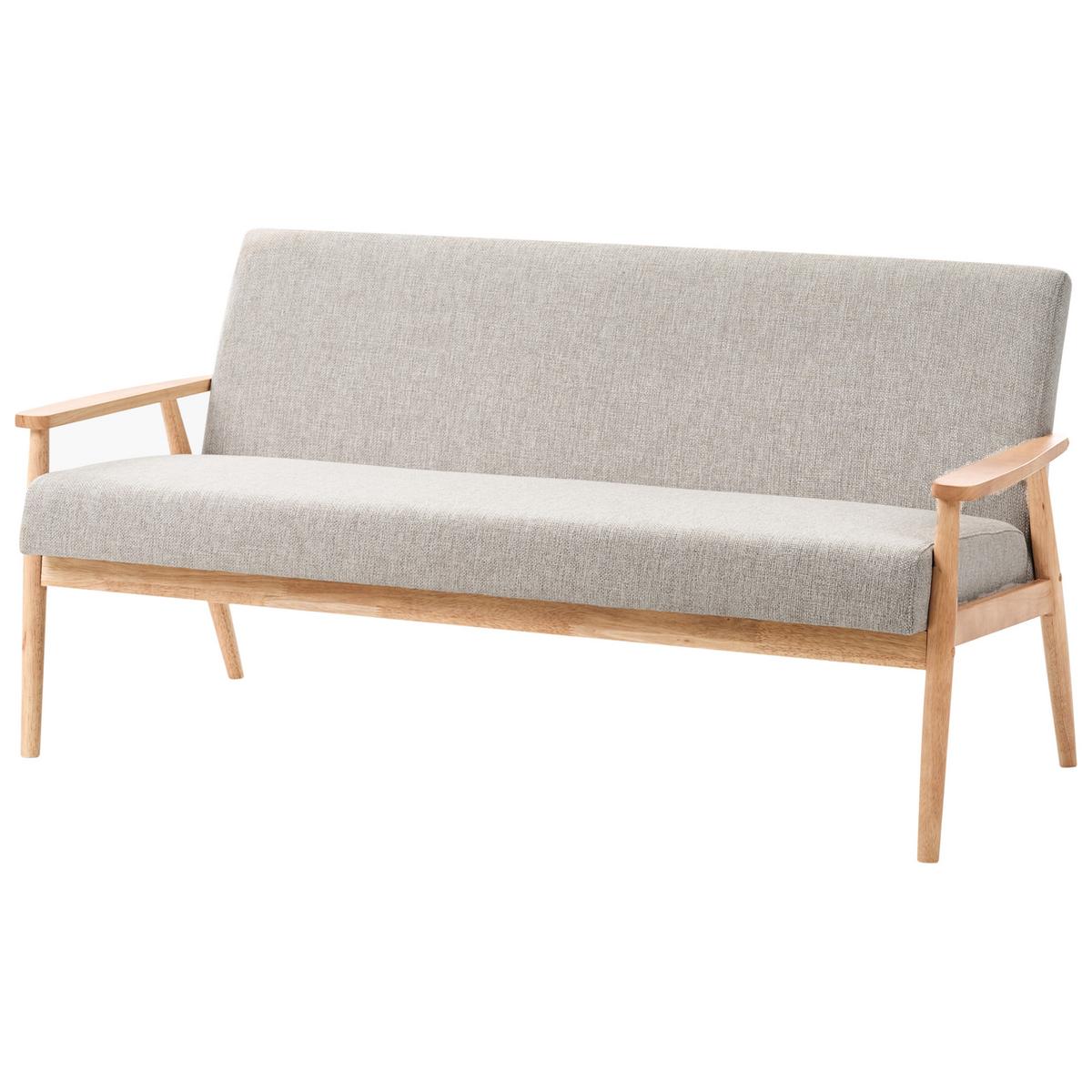 SOFA 3-Sitzer Hellbraun/Grau Esrum - Hellbraun/Grau, Holz/Textil (151/79/72cm) - Beliani