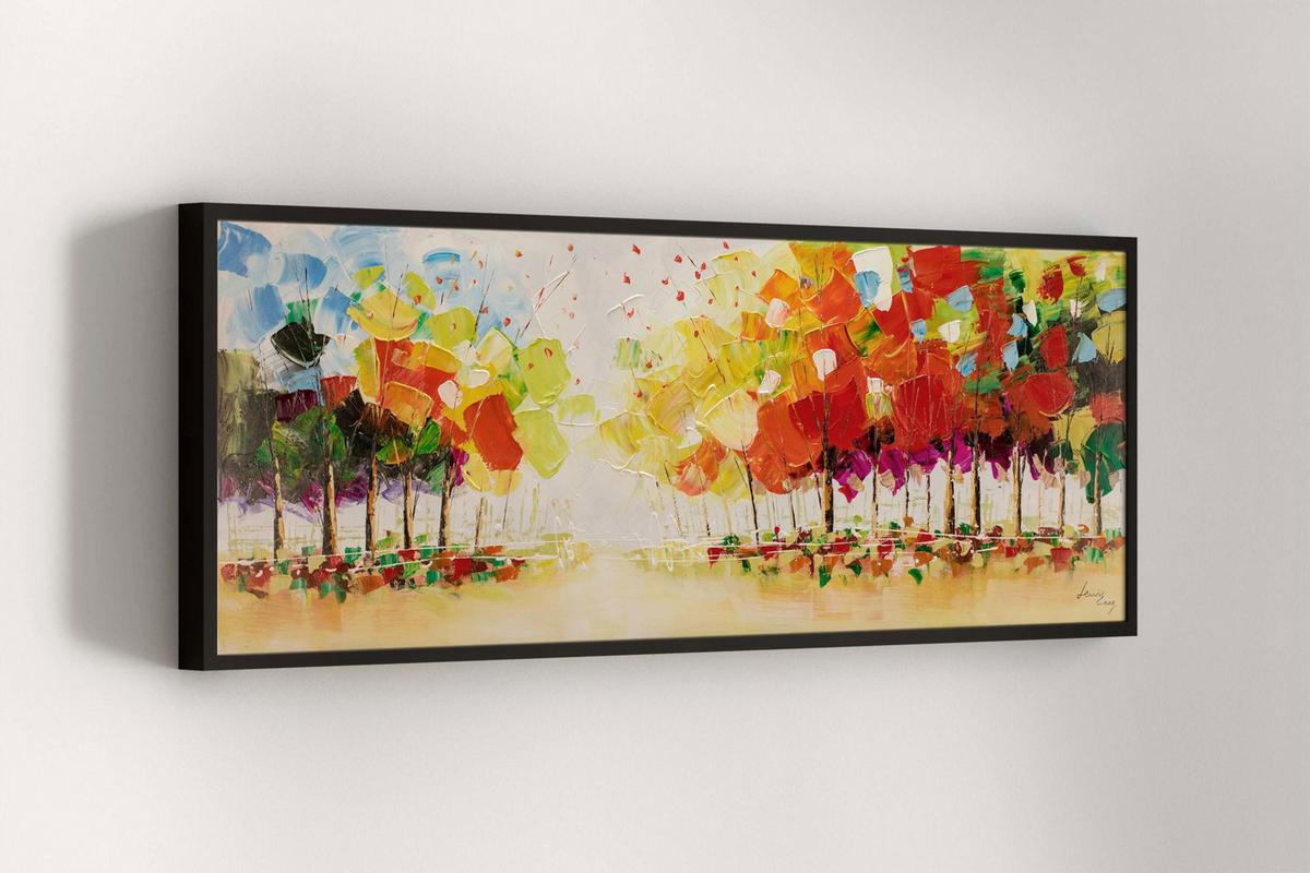 ÖLGEMÄLDE 150/50 cm - Blau/Gelb, Holz/Textil (150/50cm) - KUNSTLOFT