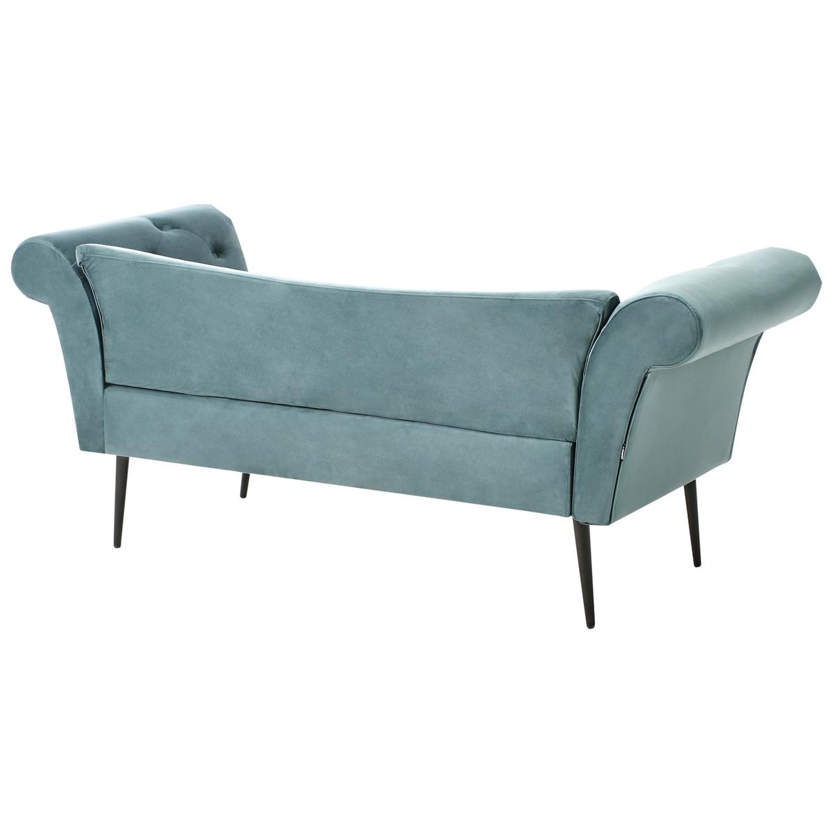 CHAISELONGUE Samtstoff Blaugrün Nantilly - Blau/Jadegrün, Textil (175/76/69cm) - Beliani