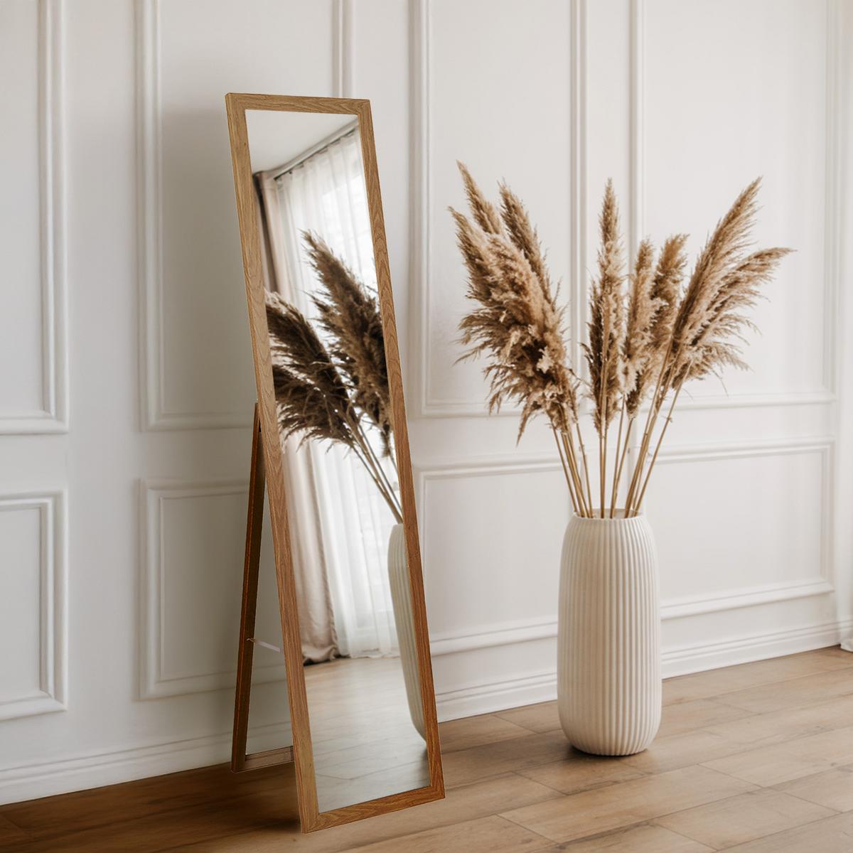 STANDSPIEGEL 156x36 cm – Eichenrahmen - Transparent, Glas (156/36/0.4cm) - TULUP