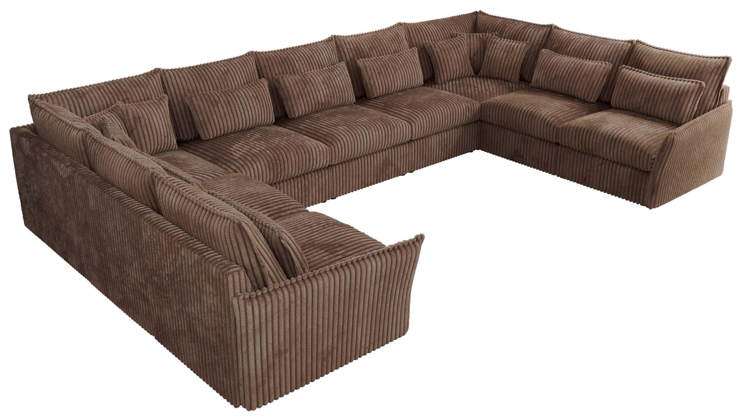 WOHNLANDSCHAFT VERSO U 9M Braun Cord - Schwarz/Braun, Kunststoff/Textil (442/93/270cm) - MKS