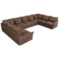 WOHNLANDSCHAFT VERSO U 9M Braun Cord - Schwarz/Braun, Kunststoff/Textil (442/93/270cm) - MKS