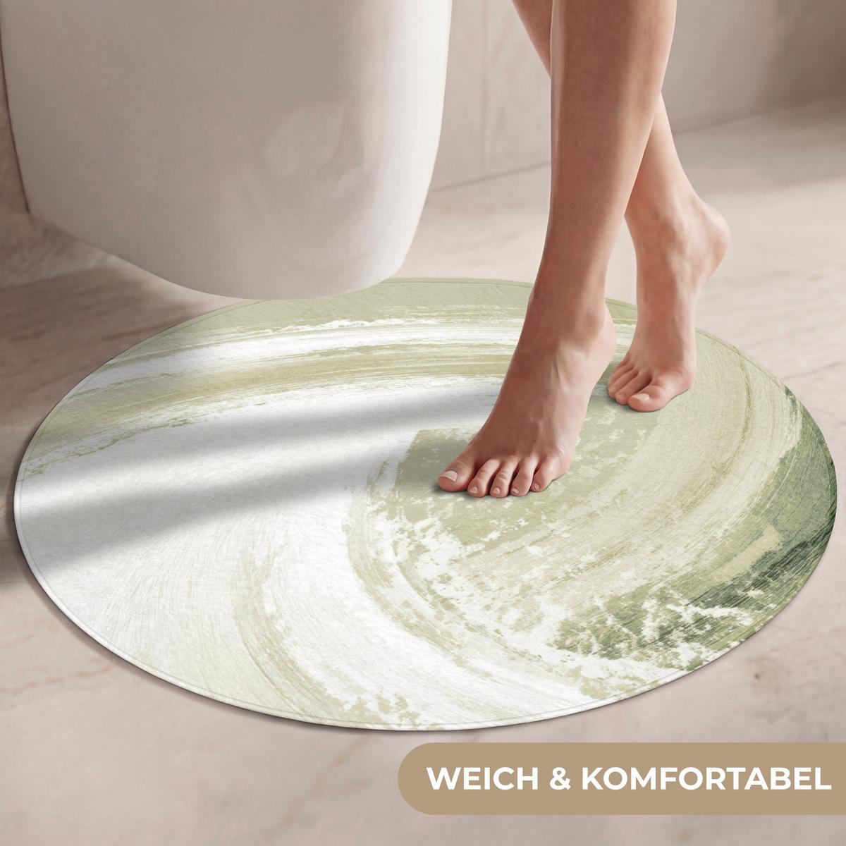 WC-VORLEGER Abstrakt - Pinselstriche - Wellen - Grün Toilettenteppich 70x70 cm - Mintgrün, Textil (70/1cm) - OnlyWow