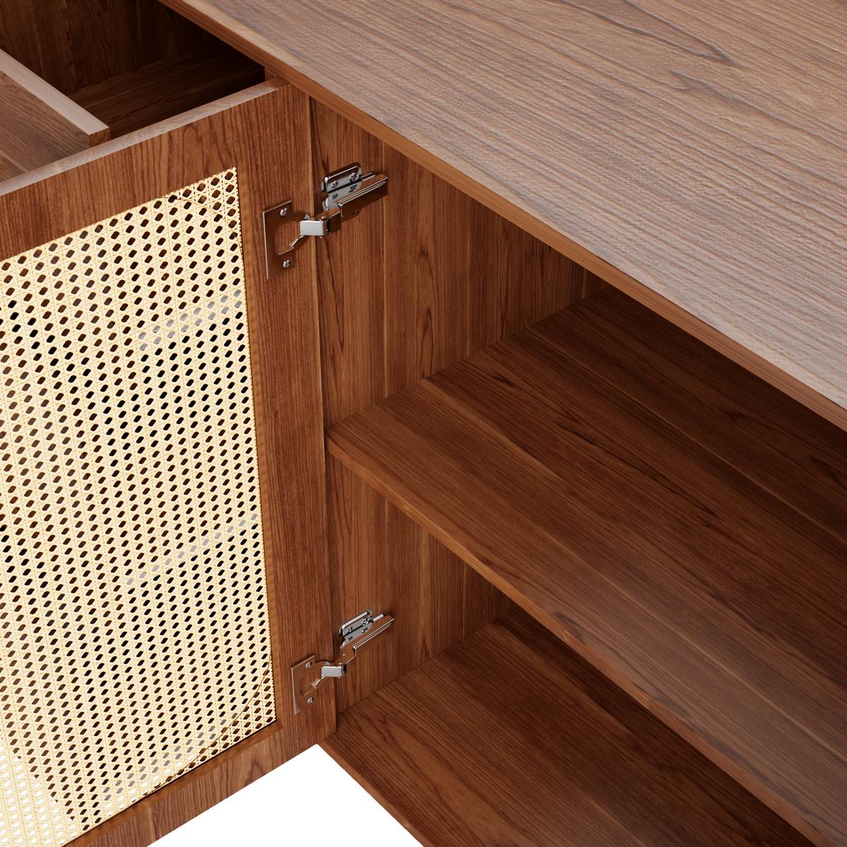 SIDEBOARD 160 cm Holzoptik & Rattan Kommode mit 6 Schubladen und 2 Türen - Eichefarben, Holzwerkstoff (160/90/40cm) - Urban Meuble
