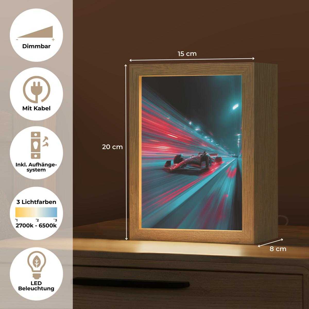 NACHTTISCHLAMPE Rennwagen - Rot - Geschwindigkeit 15x20 cm - Türkis, Holzwerkstoff (8/15/20cm) - OnlyWow