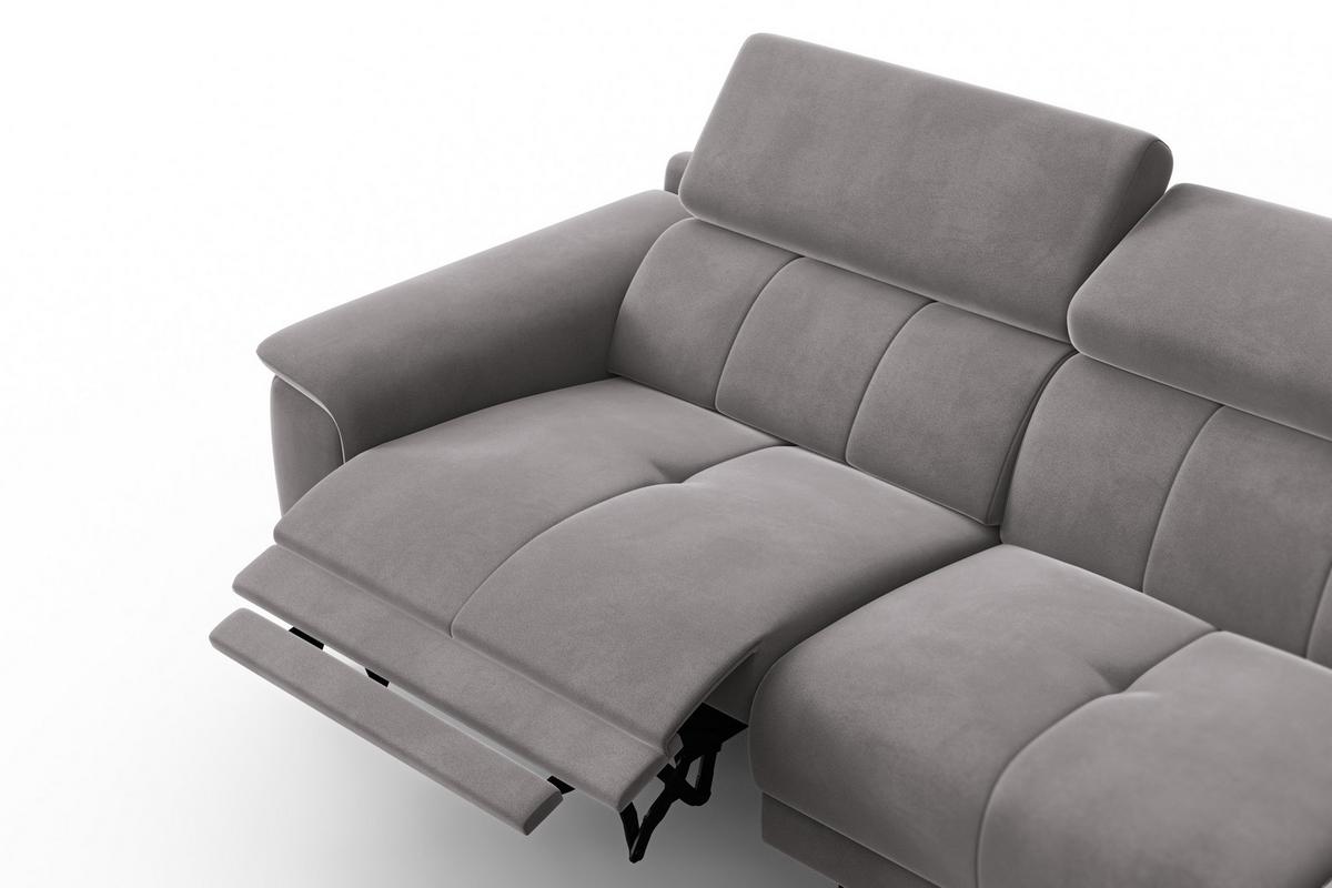ECKSOFA FIERO 4-Sitzer RECHTS, Dunkelgrauer Veloursstoff - Dunkelgrau/Schwarz, Holz/Textil (288/170cm) - Courtois Laville