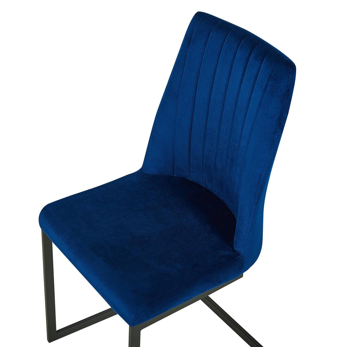 ESSZIMMERSTUHL 2er-Set Samtstoff Blau Lavonia - Blau, Textil/Metall (47/95/50cm) - Beliani
