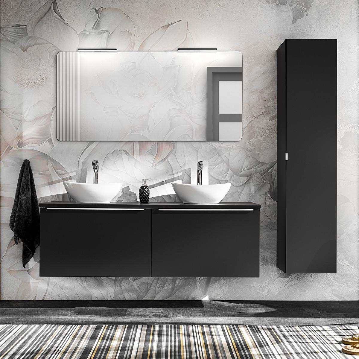 BADMÖBEL 160cm Éros 2er-Set Schwarz - Schwarz, Holzwerkstoff (160/48/46cm) - Petits-meubles