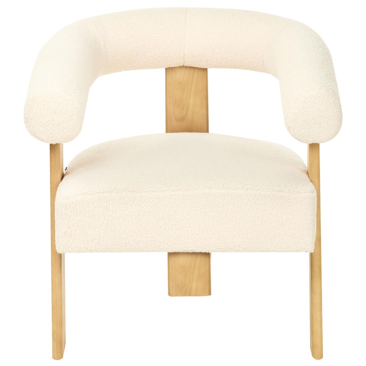 SESSEL Bouclé Cremeweiß/Hellbraun Ilbro - Weiß, Textil (77/76/68cm) - Beliani