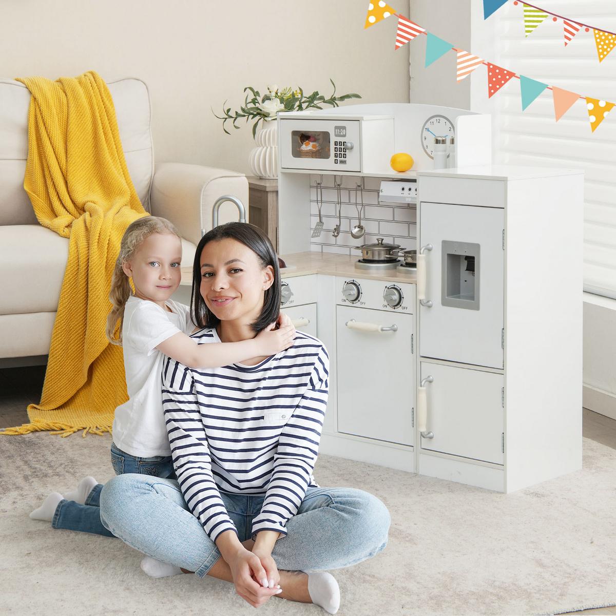 SPIELKÜCHE Weiß - Weiß, Holzwerkstoff (65/85/60cm) - COSTWAY