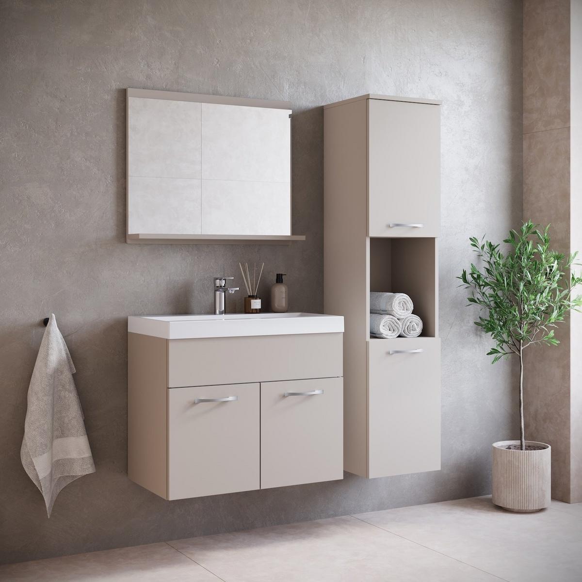 BADEZIMMERSCHRANK Montreal mit 2 Türen Cashmere - 30 x 30 x 130 cm - Kaschmir, Holz (30/131/30cm) - Badplaats