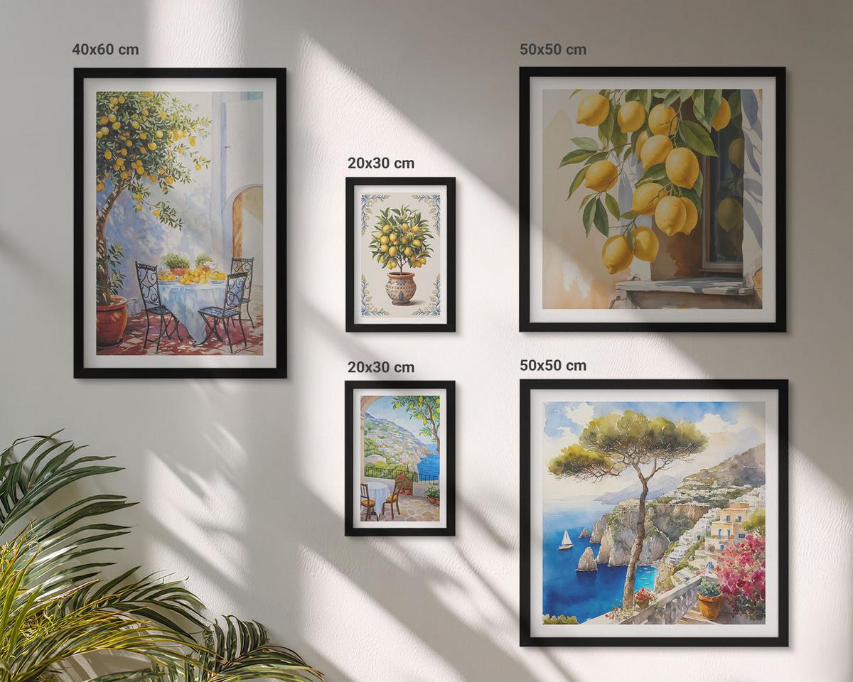 BILDER SET 5er Set - 50x50 cm & 20x30 cm & 40x60 cm Schwarzer Rahmen - Abstrakte Kranichberge - Schwarz, Kunststoff (40/60cm) - TULUP