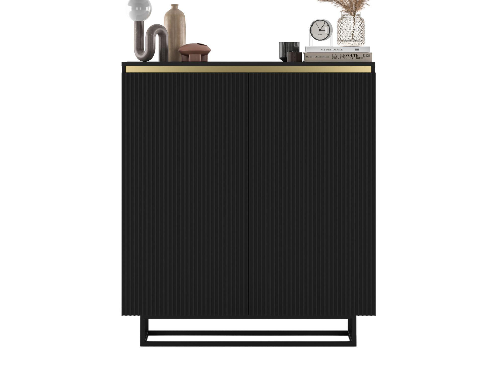 HIGHBOARD Selene 2D Schwarz Matt 111 cm - Schwarz, Holzwerkstoff/Metall (111/125/35cm) - Meble Lindner