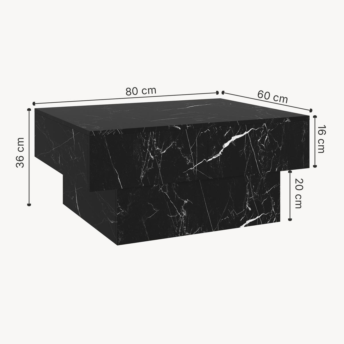 COUCHTISCH Lens 80/60/36 cm - Schwarz/Weiß, Holzwerkstoff (60/80/36cm) - [en.casa]