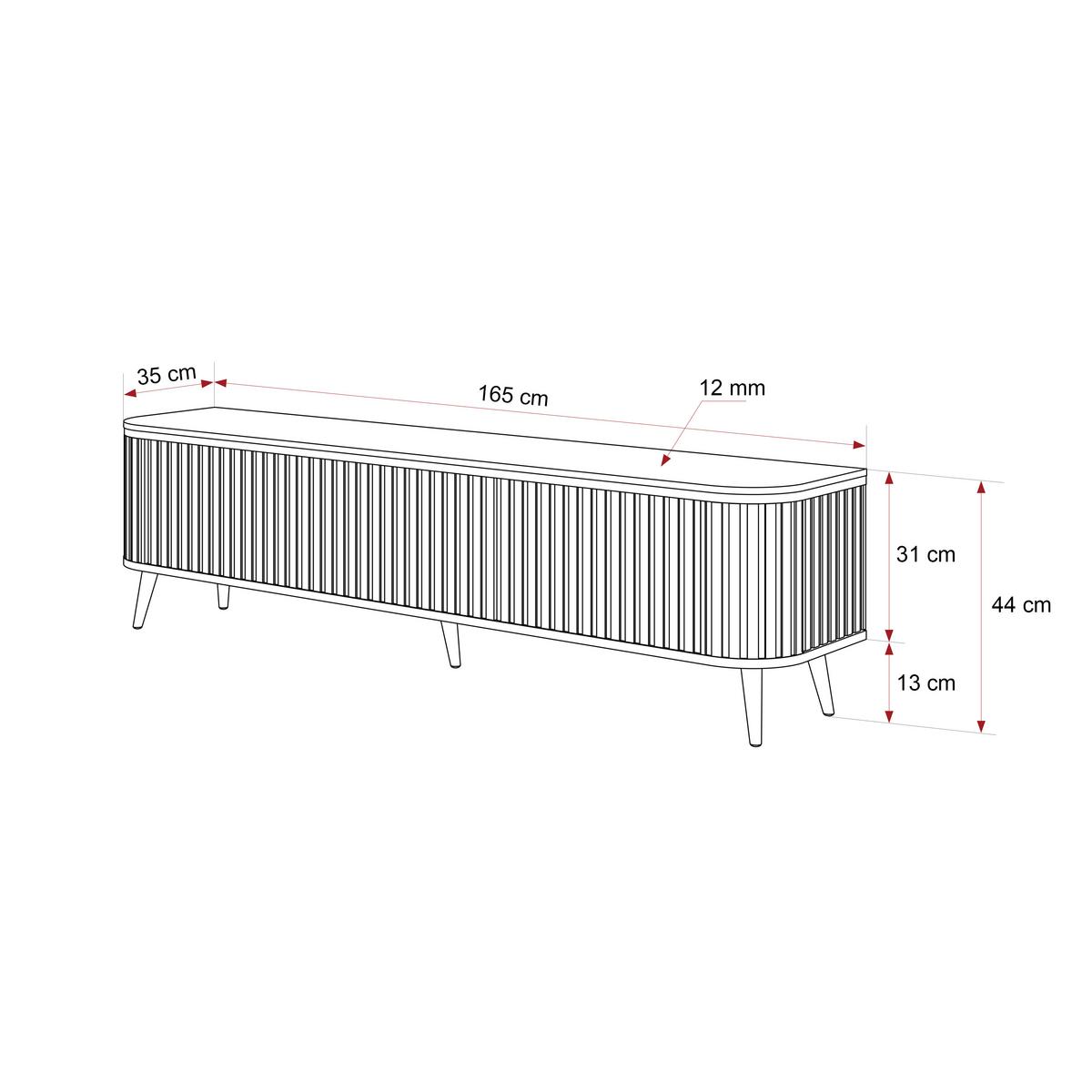 TV-LOWBOARD AZELIA 165 cm, mit LED-Beleuchtung, Kaschmir - Kaschmir, Holzwerkstoff (165/44/35cm) - Idohome
