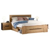 SCHLAFZIMMER Set 3-teilig Eiche Artisan, grau, Kombination mit Bett 140 x 200 cm und 2x Nachttisch - Eiche Artisan/Grau, Holzwerkstoff/Metall - Inn.Furn