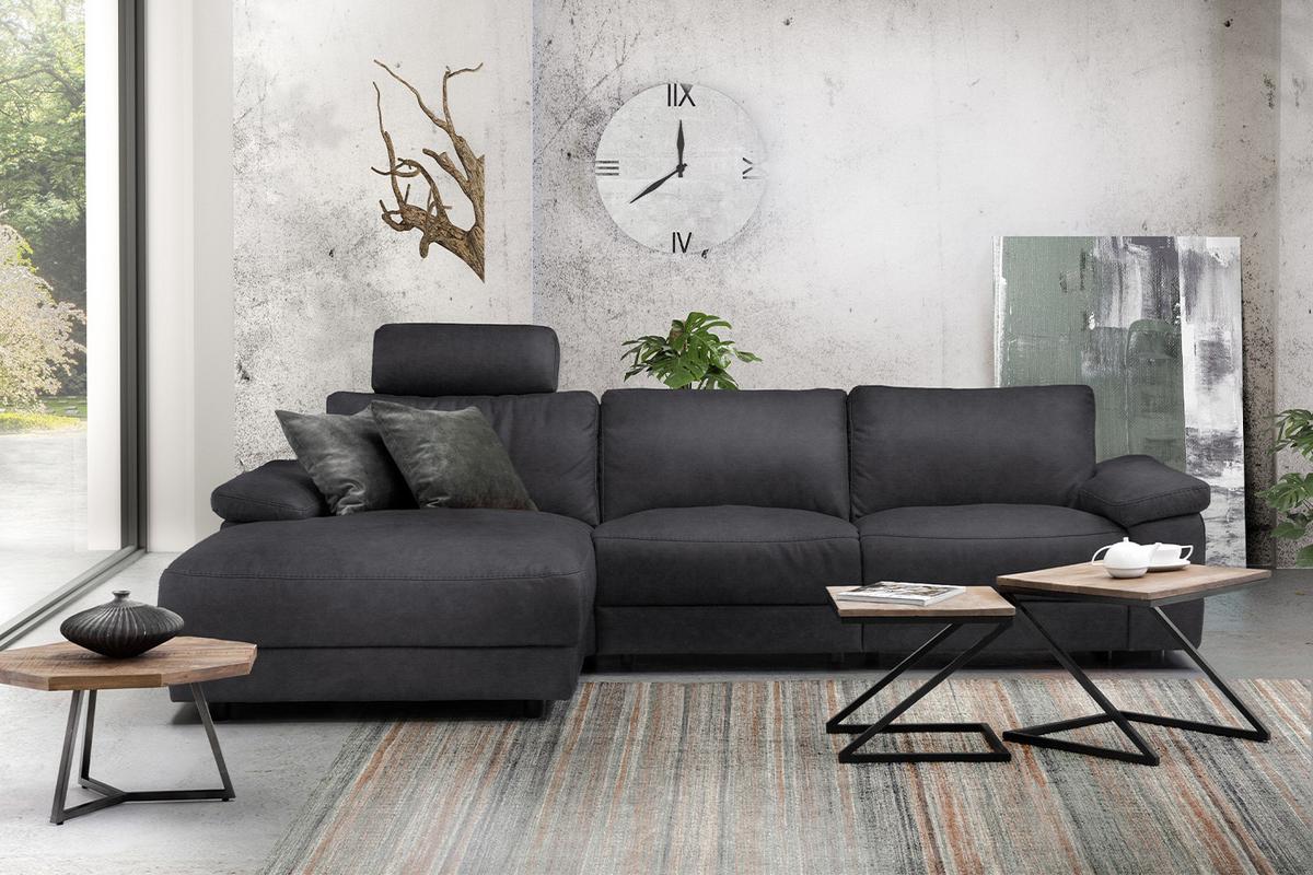 ECKSOFA XL MOTORISCHER RELAXFUNKTION LOLA Schwarz Webstoff Relaxfunktion - Schwarz, Textil (304/178cm) - KAWOLA