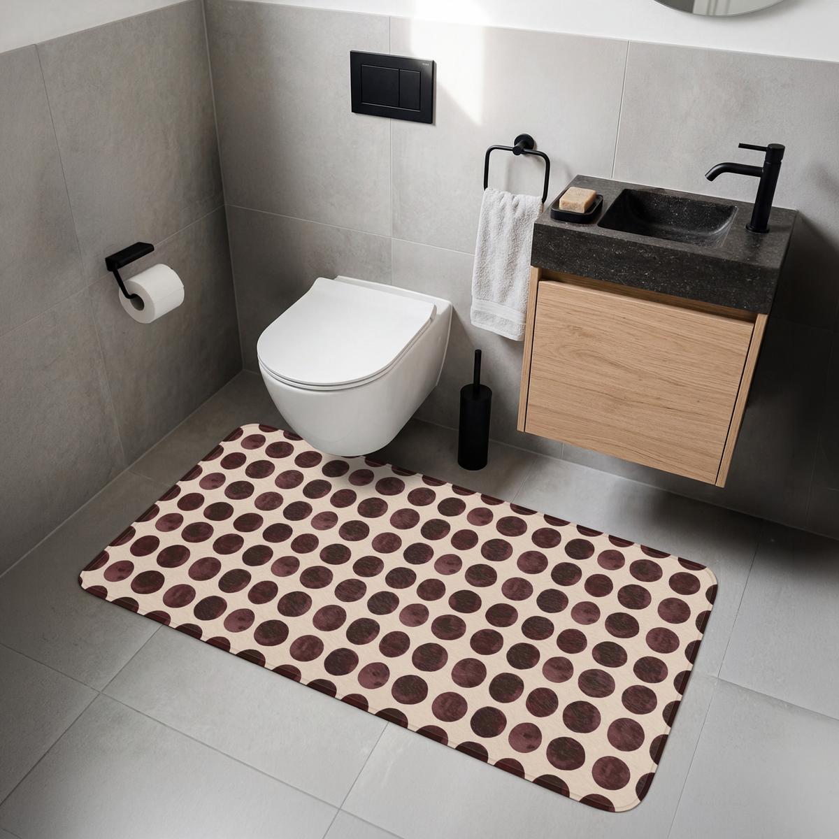 WC-VORLEGER Polka dots - Muster - Braun WC Teppich 120x60 cm - Bordeaux, Textil (120/1cm) - OnlyWow