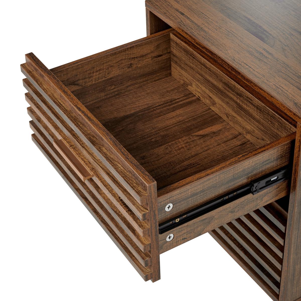 NACHTTISCH mit 2 Schubladen Dunkelbraun Keith - Braun, Holzwerkstoff (40/48/60cm) - Beliani